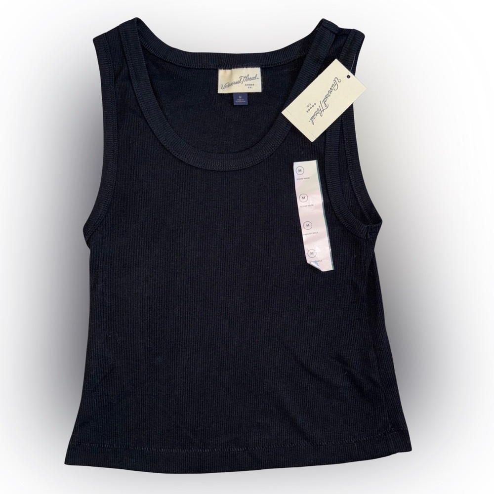 Universal Thread Black Classic Ribbed Scoop Neck Fitted Tank Top NWT Size M & XS